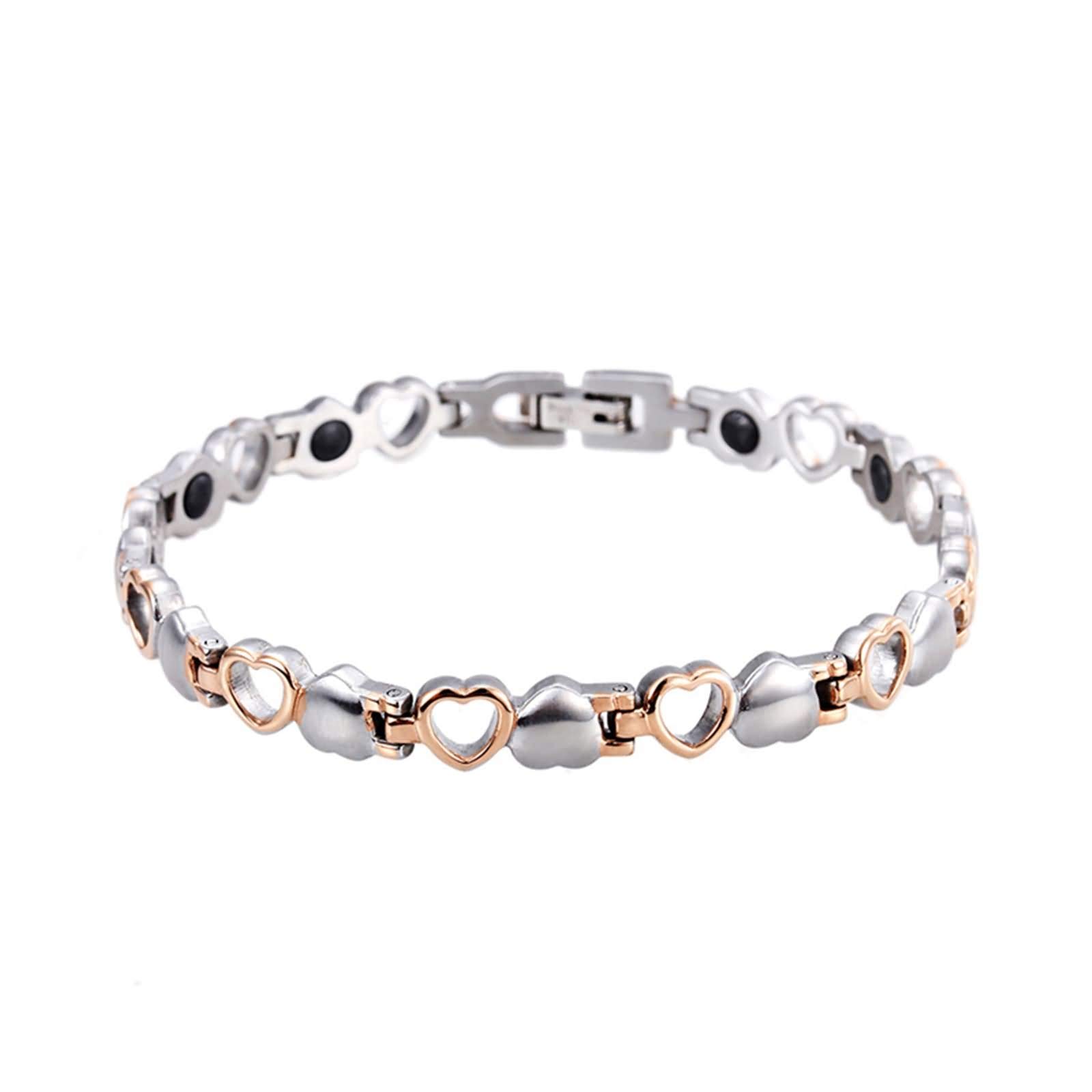 Daesar Pulseras Unisex Parejas,Corazón Pulseras Pareja Acero Inoxidable Plata Oro