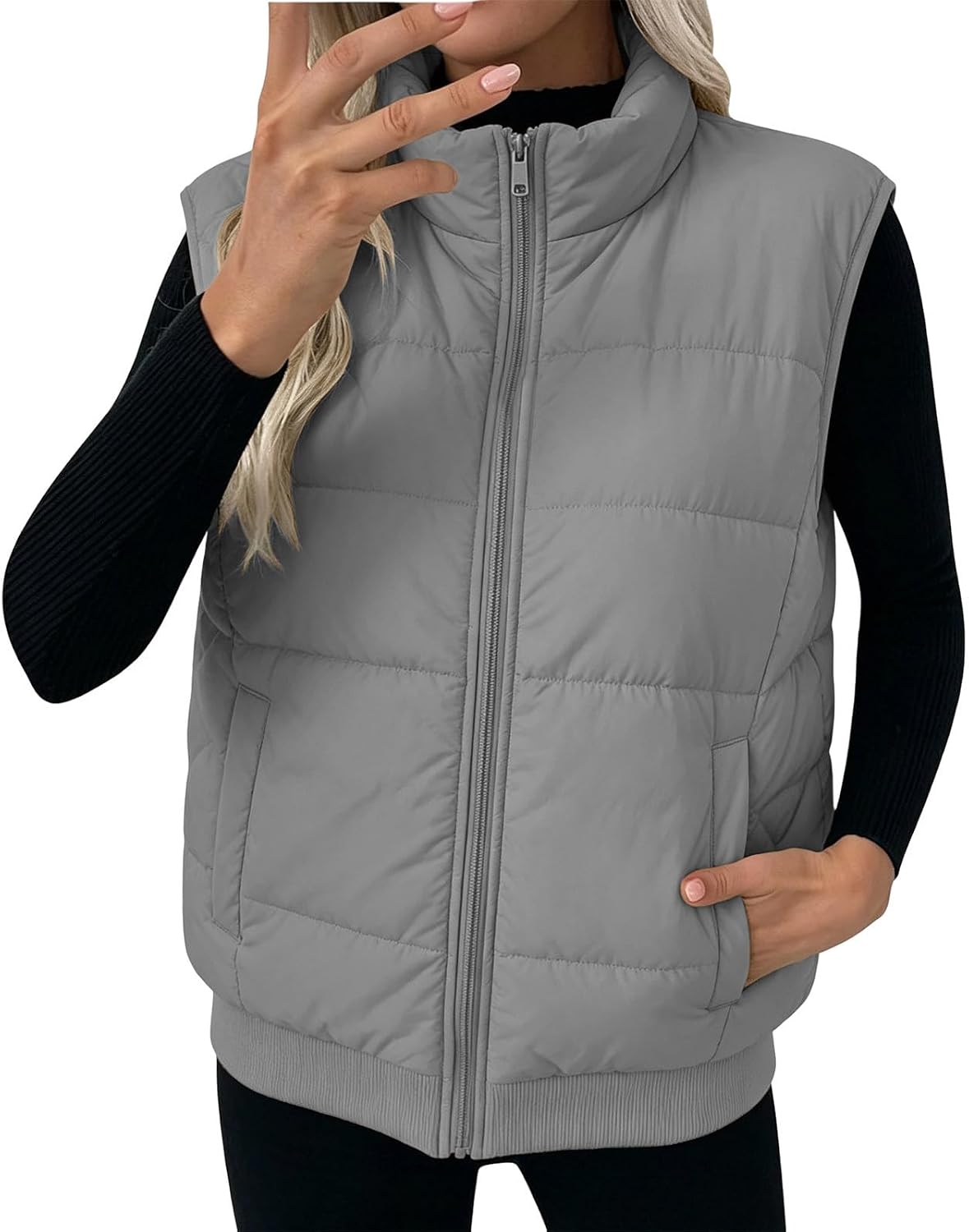 Women's Lightweight Quilted Puffer Vest Zip Up Sleeveless Winter Coat | Plus Size Vest Puffer Women Women’S Quilted Long With Hood 10 Piece Capsule Wardrobe Lightweight Vests For Coat Womens Scrub