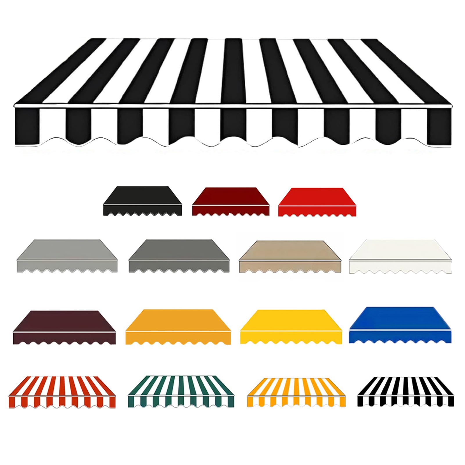 Generico Manual Awning Replacement Fabric with Valance, Waterproof Canvas Awning Cover,Retractable Awnings Fabric, Patio Awnings Replacement Cover,Garden Sunshade for Balcony,Stripe 3,500x300cm