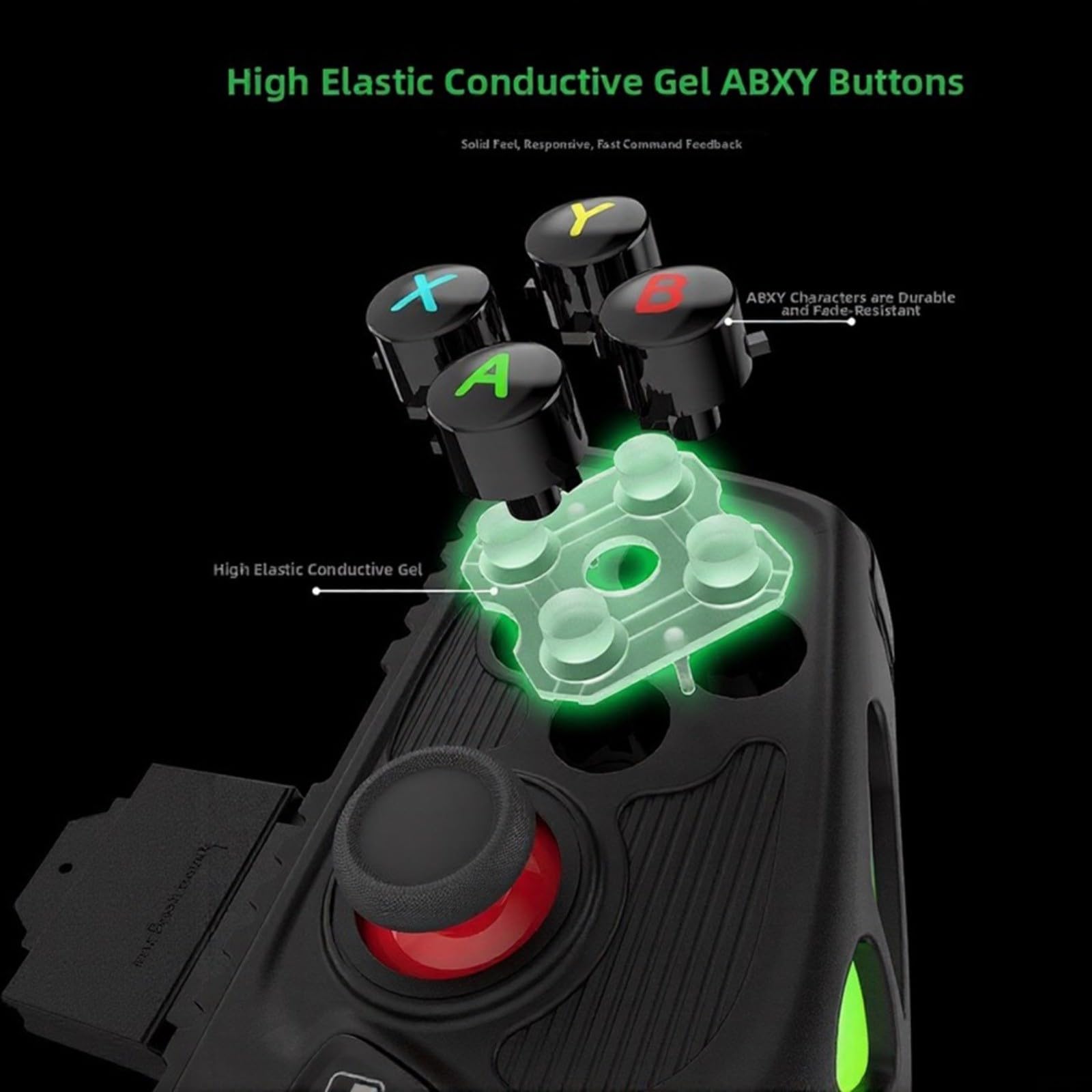 Controlador de juego móvil con joystick dual Hall para Android y iOS, diseño ergonómico de ABS, control preciso para Battle Royale, compacto, 21 x 9 x 9 cm, negro