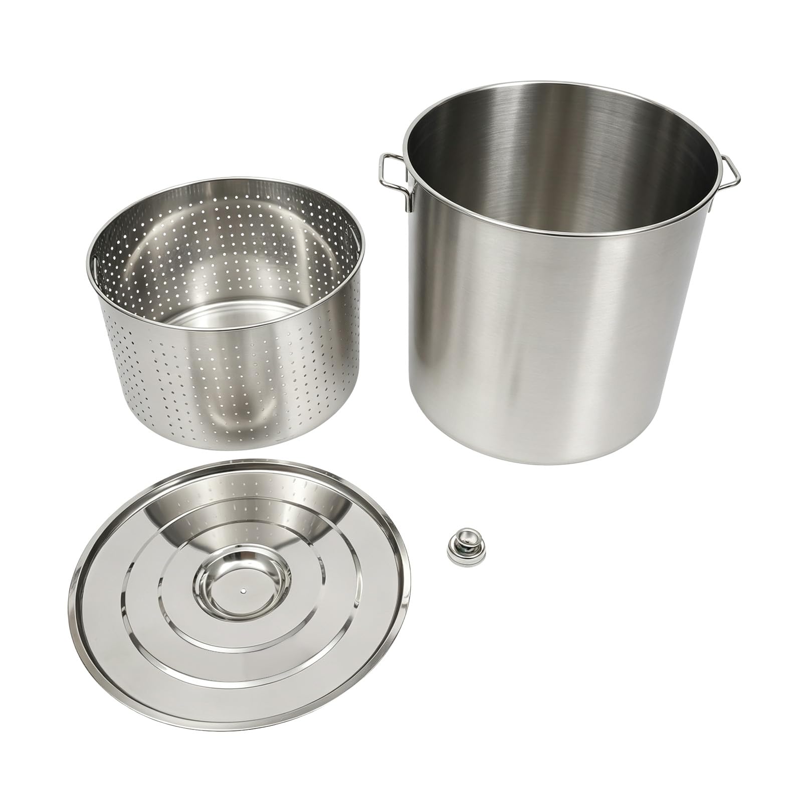 Olla de acero inoxidable 201, con bandeja colador, 49,8 cm de grosor, gran
