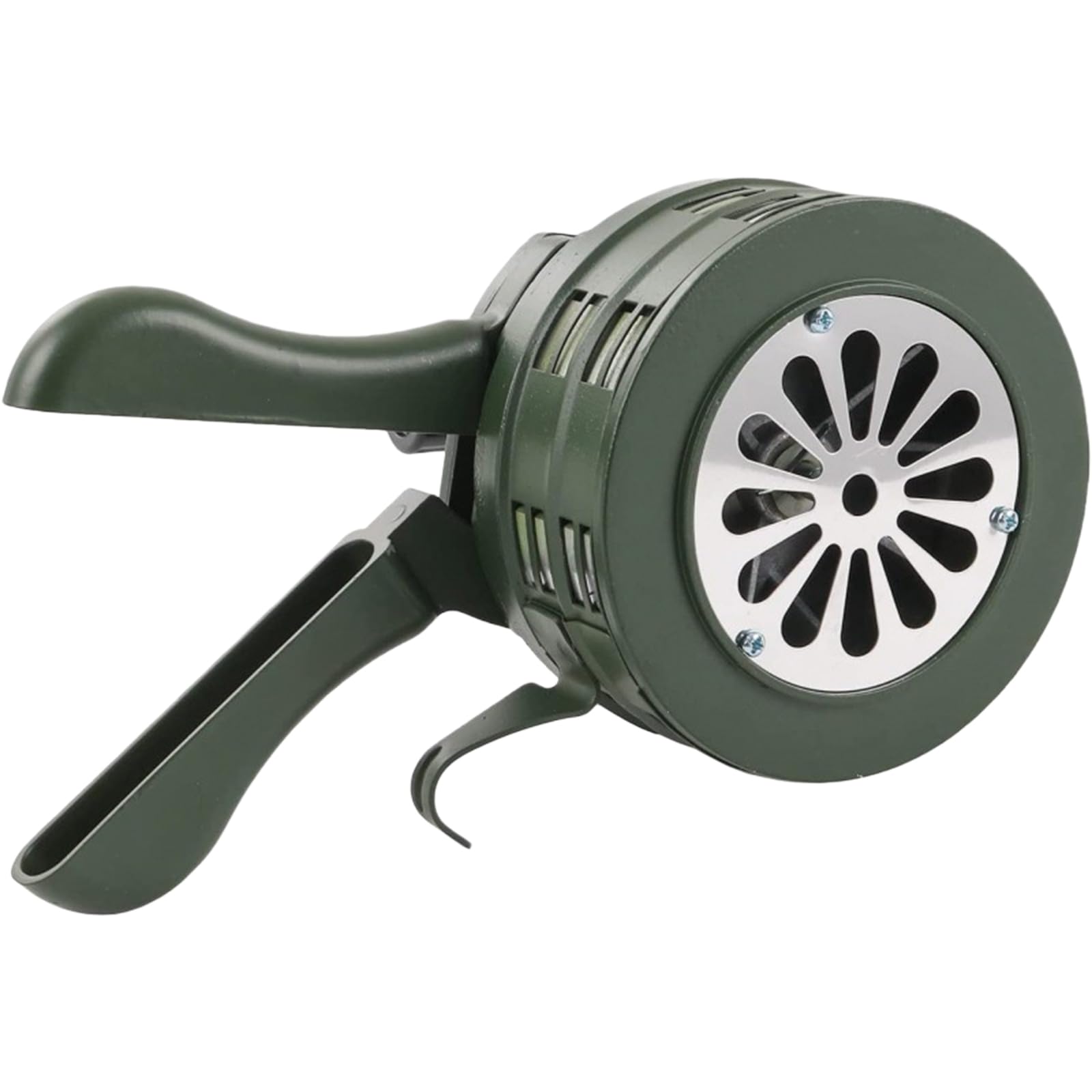 Sirena de manivela, sirena de mano, alarma de manivela portátil, cuerno de ataque aéreo de control manual, alarma de aleación de aluminio de 110 dB para fábricas, escuelas y guardacostas (verde)