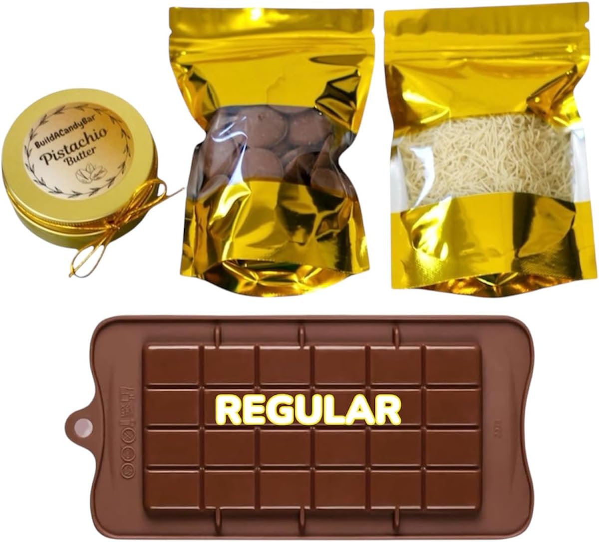 DIY JUMBO Dubai Pistachio Chocolate Bar Making Kit Pistachio Butter, Knafeh/Phyllo Dough, Chocolate Incuded Complete Set (Regular)