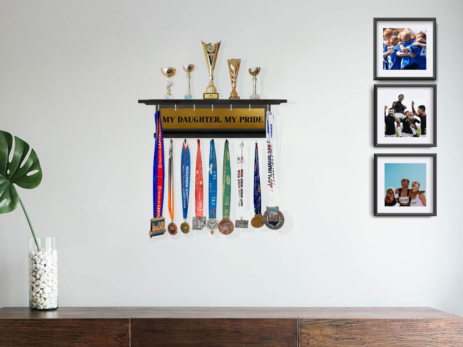 Sanvox Engineered Wood Large Medal Holder My Daughter My Pride Brown 1