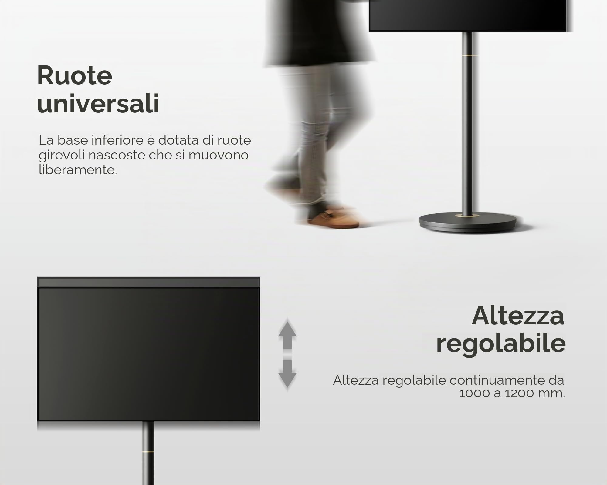 FITUEYES Supporto TV da Pavimento per 24" - 48" Televisore Portatile con Ruote Massima 20 kg Regolazione Altezza Massimo VESA 200 * 200mm Serie Master
