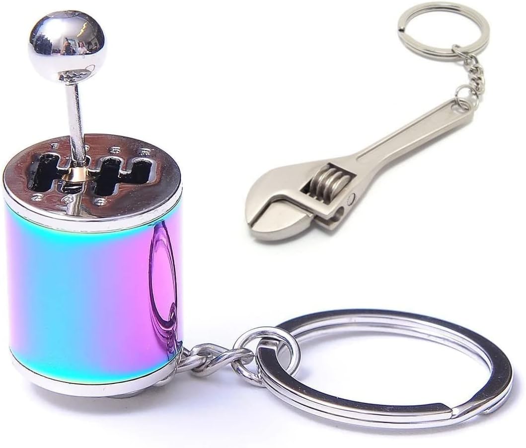 GT//Rotors Gearbox Keychain 6 Speed Transmission Stick Shift Automotive [BONUS: Mini Monkey Wrench Keychain]