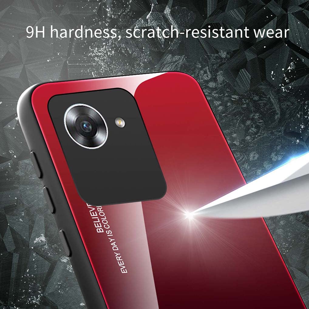 SEAHAI Cover Per Realme C30 / C30s - Custodia In Vetro Temperato Sfumato E TPU, Ultra Sottile, Anti-graffio, Nero - 4