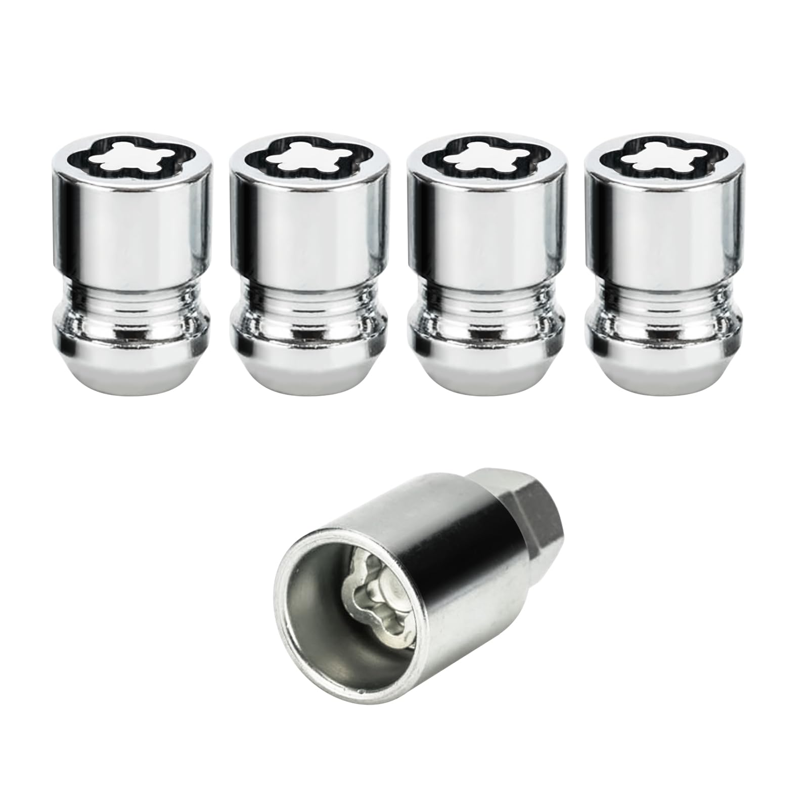 24154 Chrome Cone Seat Wheel Locks M12 x 1.25-4 Locks with 1 Key