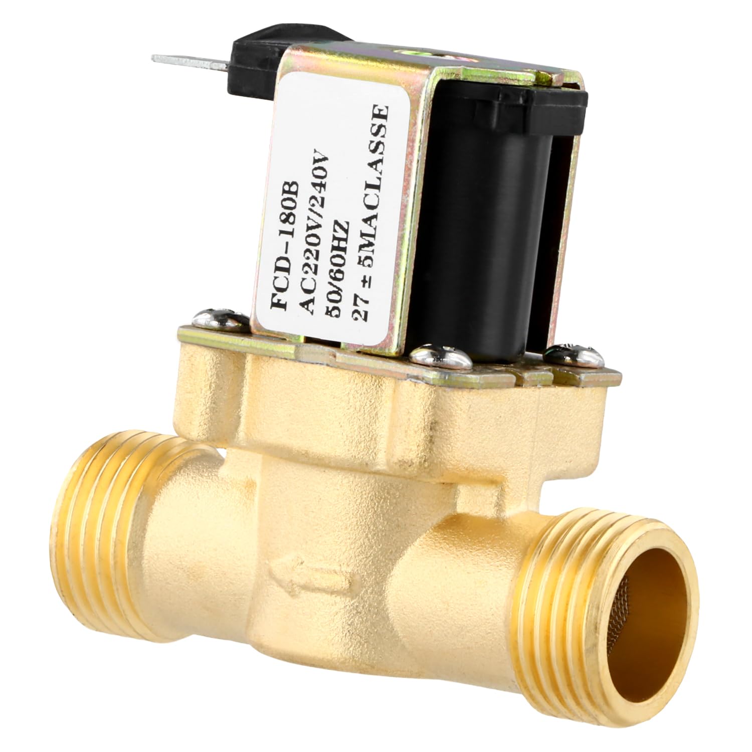 QWORK® G1/2" AC 220V Magnetventil Messing, Elektromagnetventil, Normalerweise Geschlossen Elektrisches Magnetventil für Wassersteuerung