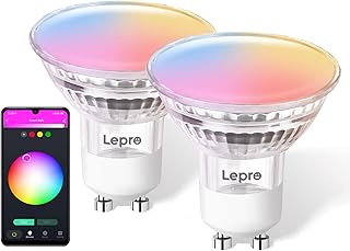 Lepro GU10 Smart Bulb, RGB Dimmable Spotlight LED Bulbs, WiFi Bulb Compatible with Alexa & Google Assistant, 50W Equivalent Color Changing Light Bulbs with Voice and App, 2.4G WiFi Only, 2 Packs