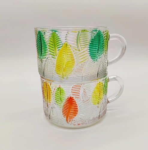 Miniatura 5 de Taza de té de café de vidrio colorido de 14 onzas, taza de vidrio, cristalería en relieve con asa, para café, té, yogur, jugo, leche, 1 unidad