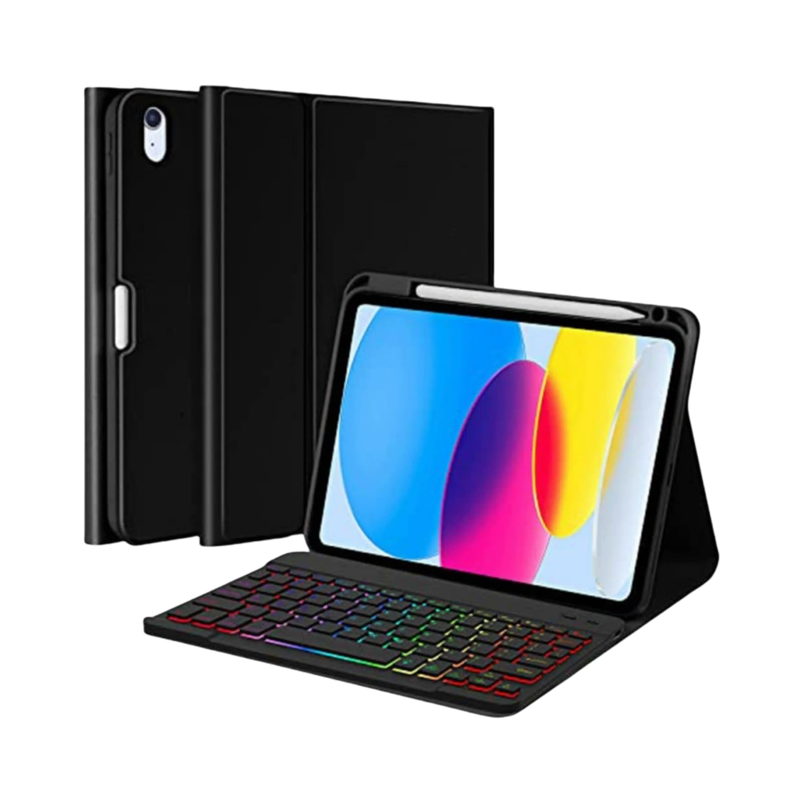 Funda con Teclado para Tablet Honor Pad 10 12,1 Pulgadas 2025, Teclado inalámbrico Bluetooth, Funda Protectora de Silicona Suave con Borde y Soporte, con Soporte para lápiz Integrado