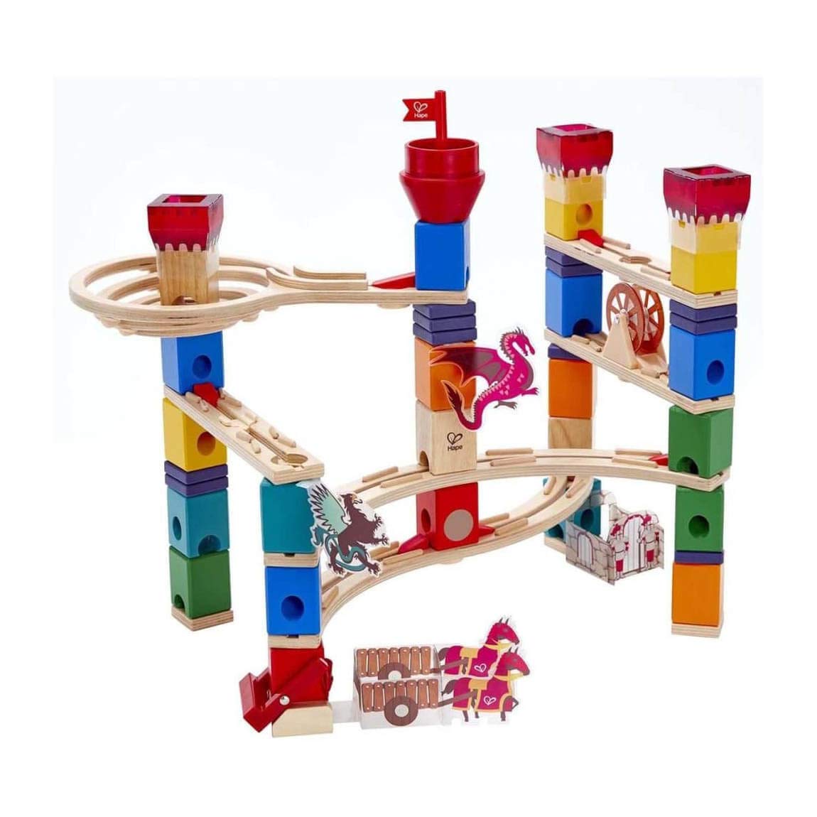 Hape Quadrilla Mittelalterliches Murmelspektakel I ab 4 Jahren I Murmelbahn Konstruktionsspielzeug zur Förderung des logischen Denkens