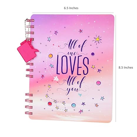 DOODLE B5 Hardbound Spiral Notebook Diary – 160 Undated Ruled Pages, 80 GSM Acid-Free Paper | Bookmark Dangler & 100+ Stickers | Opens Flat for Easy Writing | Love Diary for Girls – Forever Mine - Image 3