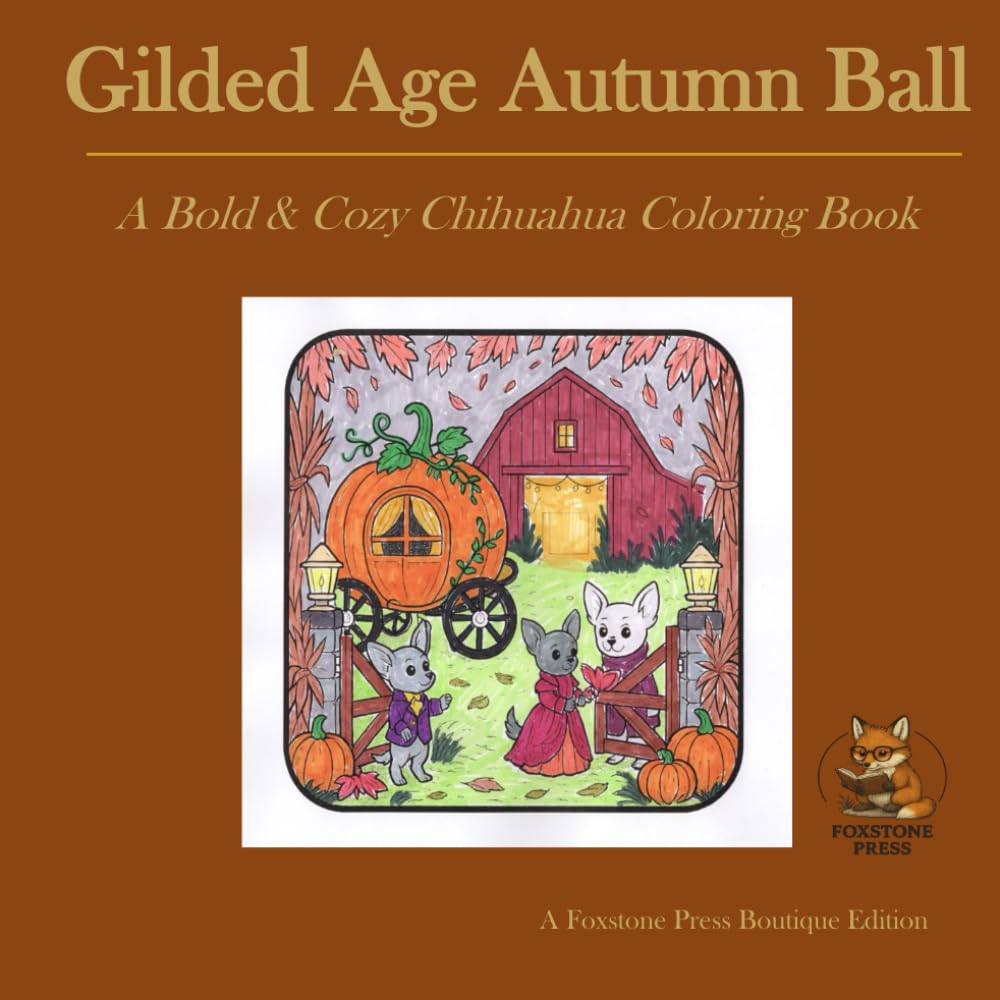 Gilded Age Autumn Ball: A Bold & Cozy Chihuahua Coloring Book