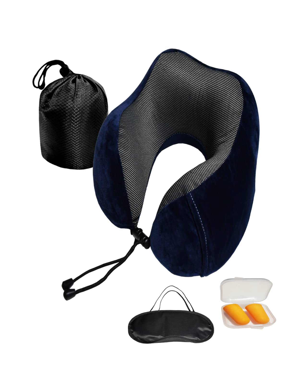 Cuscino Da Viaggio In Memory Foam | Con Maschera E Tappi Per Orecchie | Compatto E Leggero - Per Aereo, Auto - Foto 5