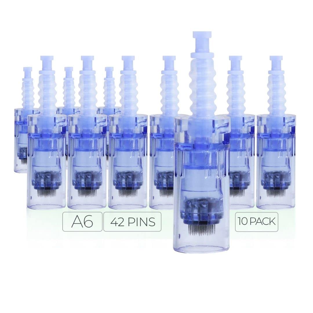 Dr. Pen Ultima A6 Replacement Cartridges - (10 PACK) - 42 Pins (0.25mm) Bayonet Slot - Disposable Replacement Parts