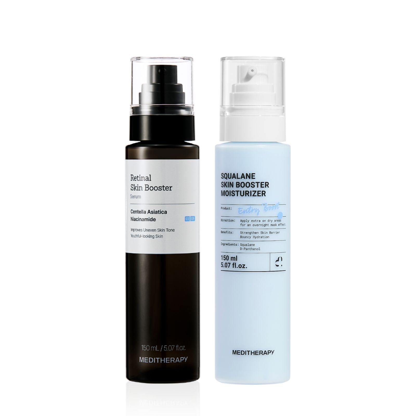 MEDITHERAPY Retinal-Barrier Refining Duo - Retinal Skin Booster Serum + Squalane Skin Booster Moisturizer - Sensitive Dull Skin