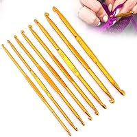 Vista 1 de Juego de 8 ganchos de ganchillo de doble cabezal, gancho de ganchillo, doble extremita dorada, gancho de alúmina dorada, gancho de dos lados, agujas