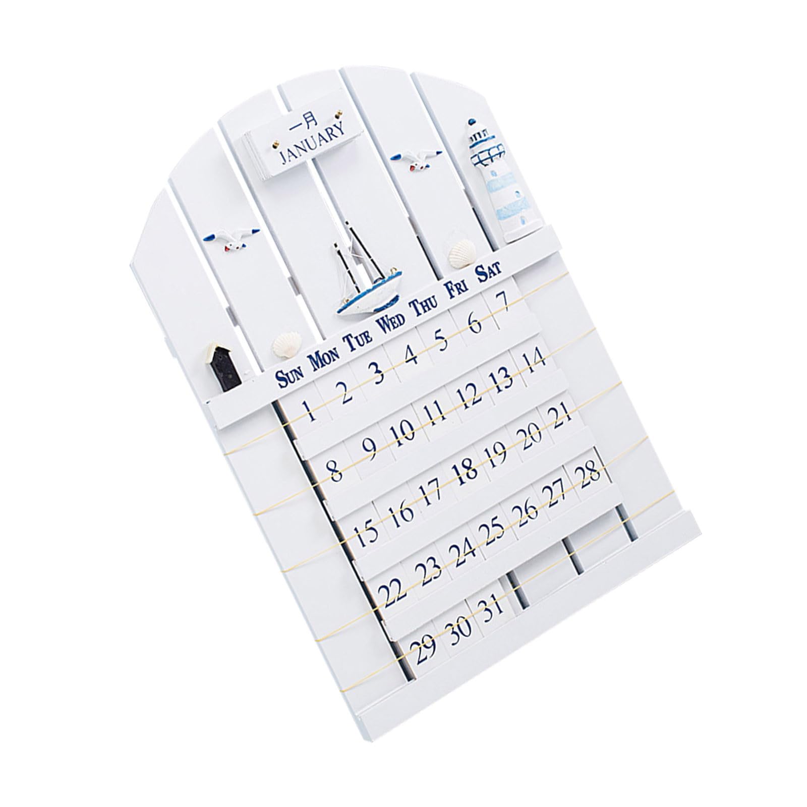 Ewiger Kalender mit Einzigartigem Design im Mediterranen Stil Kreativer Wandkalender Starker Mdf Holzkalender für Sommer für Zuhause und Büro