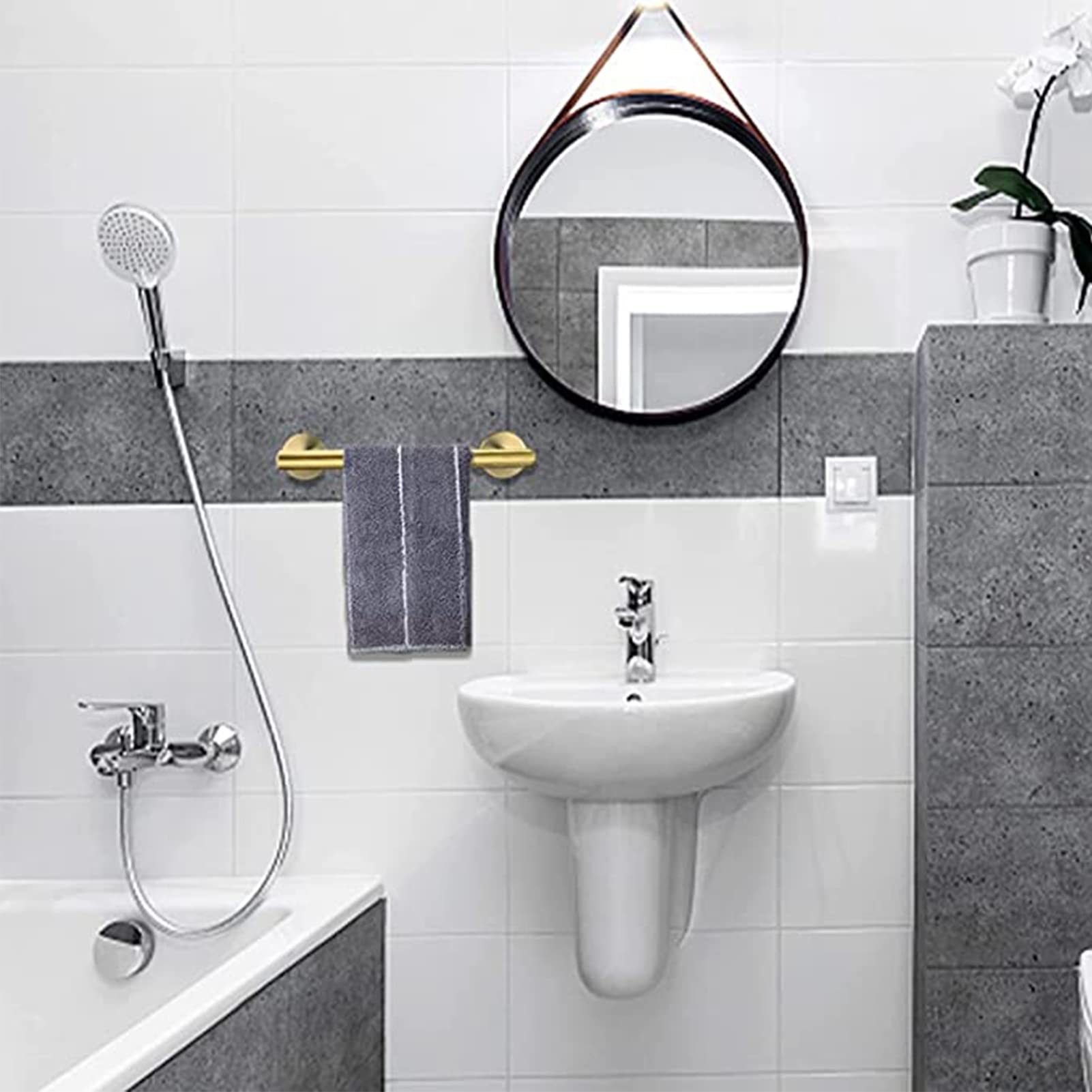 Portasciugamani in acciaio inox SUS304, 30 cm, per bagno e cucina, finitura spazzolata, 60 cm, design moderno salvaspazio ed elegante