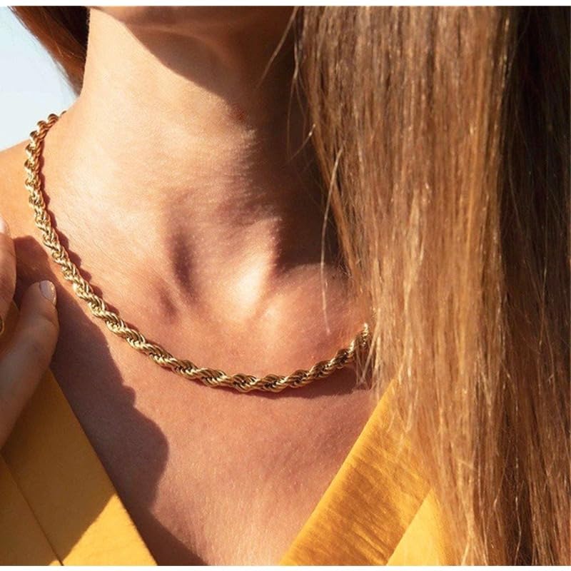 14K Solid Yellow Gold Twisted Rope Chain Necklace for Men & Women – 1.5mm to 4.2mm Thickness, Available in 16" to 36" Lengths3