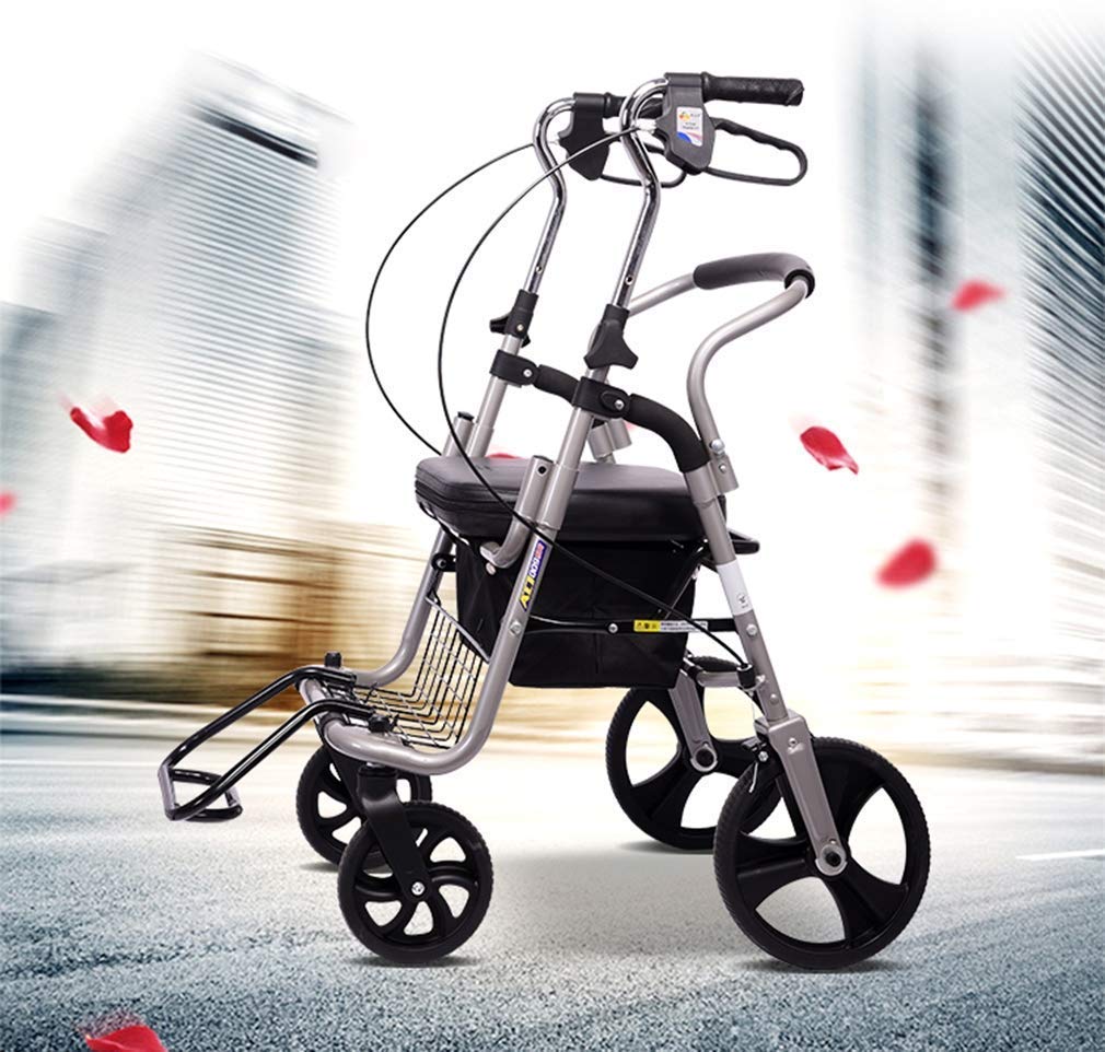 Chodzik Rollator z siedziskiem i kółkami, chodziki dla seniorów, składane pomoce do chodzenia, regulowana wysokość chodzika z koszem do przechowywania Interesting