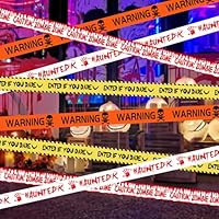 40M Halloween Decorations Caution Tape 4-Pack - Hazard Warning Tape for Spooky Party, Haunted House, Zombie Theme & Danger Zone Decor
