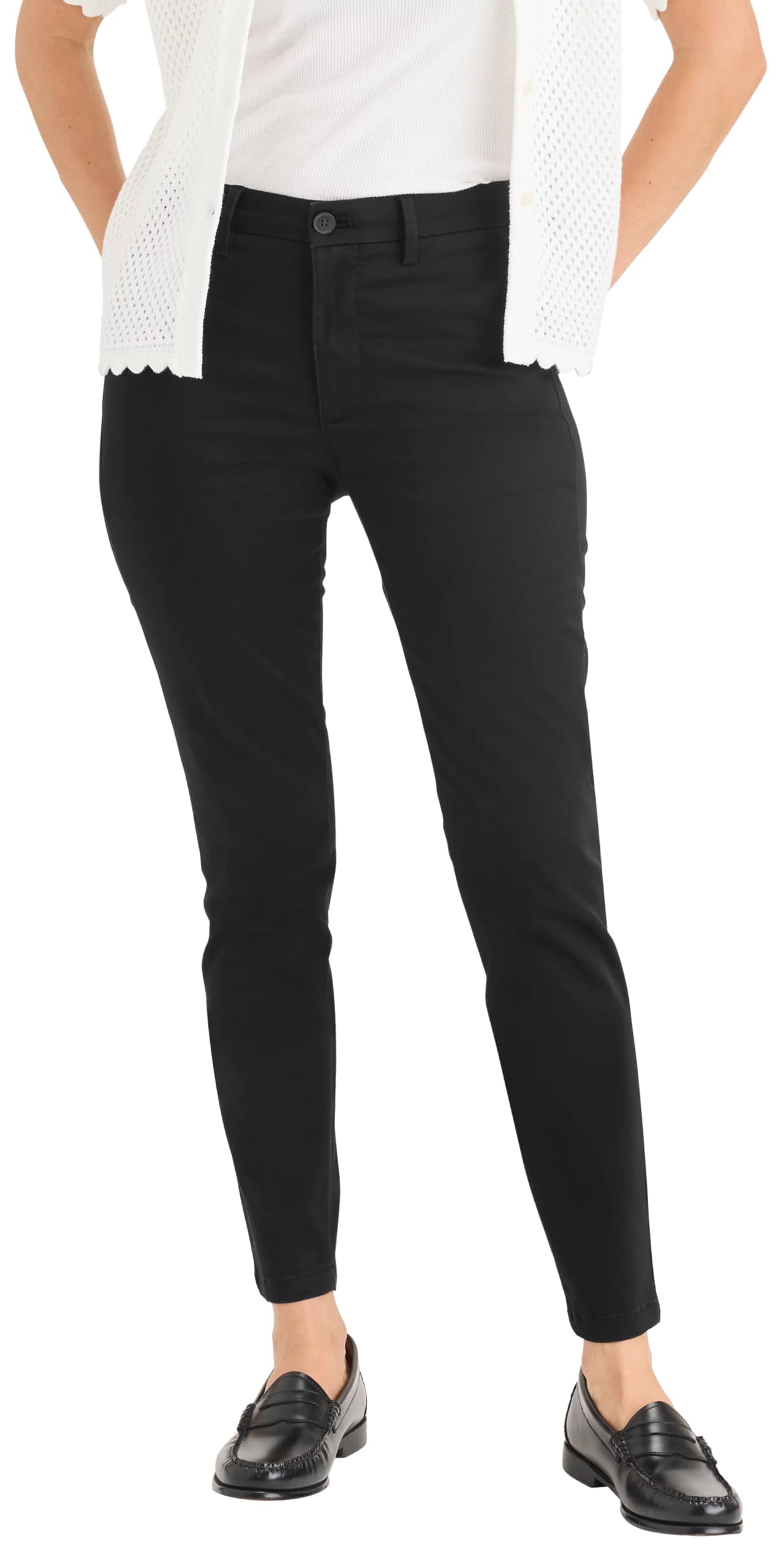 Dockers Women's Black Weekend Skinny Chino Pants, Beautiful 32W