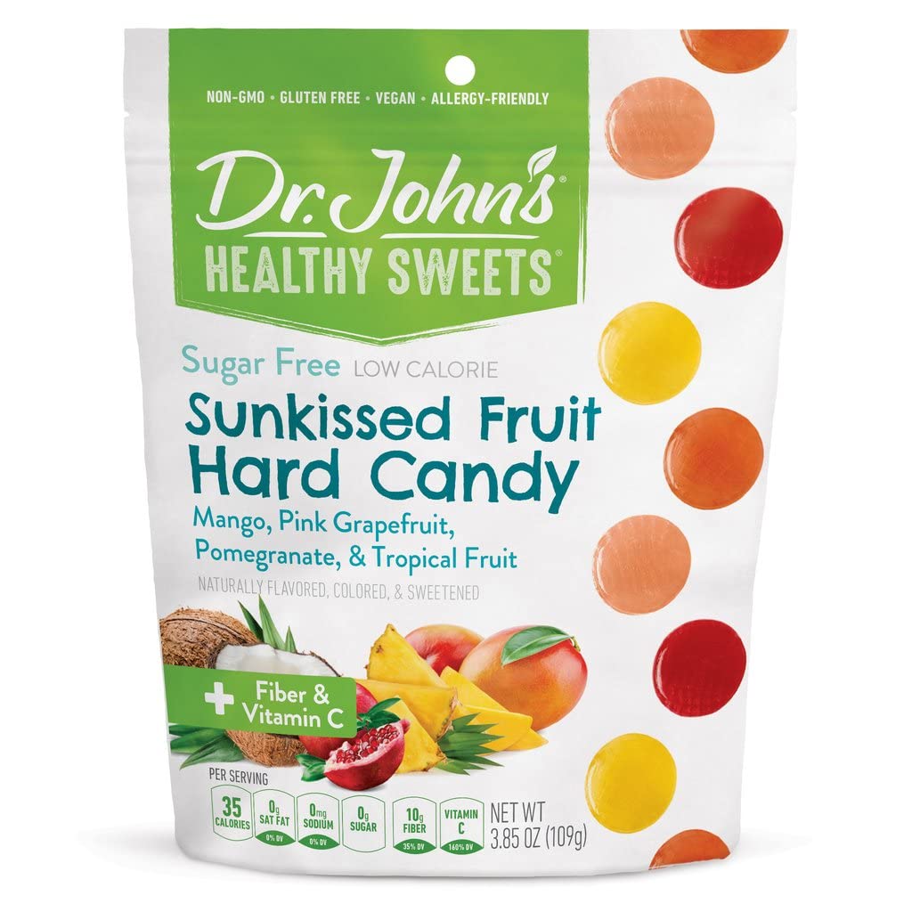 Dr. Johns Sugar Free Candy, Healthy Hard Candy with Zero Sugar, Low Calorie Snacks, Keto Friendly, Vegan, Gluten Free, Sunkissed Fruit Flavors, 252 Count, 2.5 LB