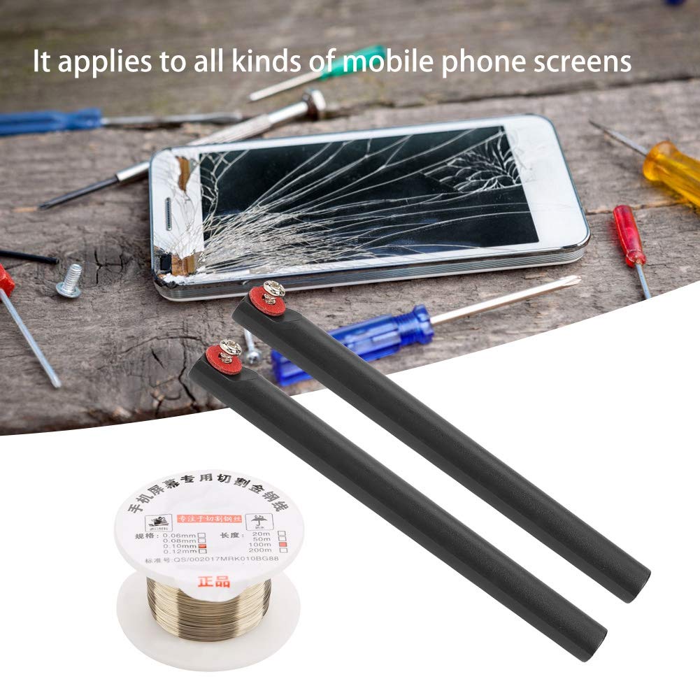 LCD Schneiddraht Molybdän Bildschirm Cutting Wire 100m mit Griffen 0.1mm Frontglastrennung