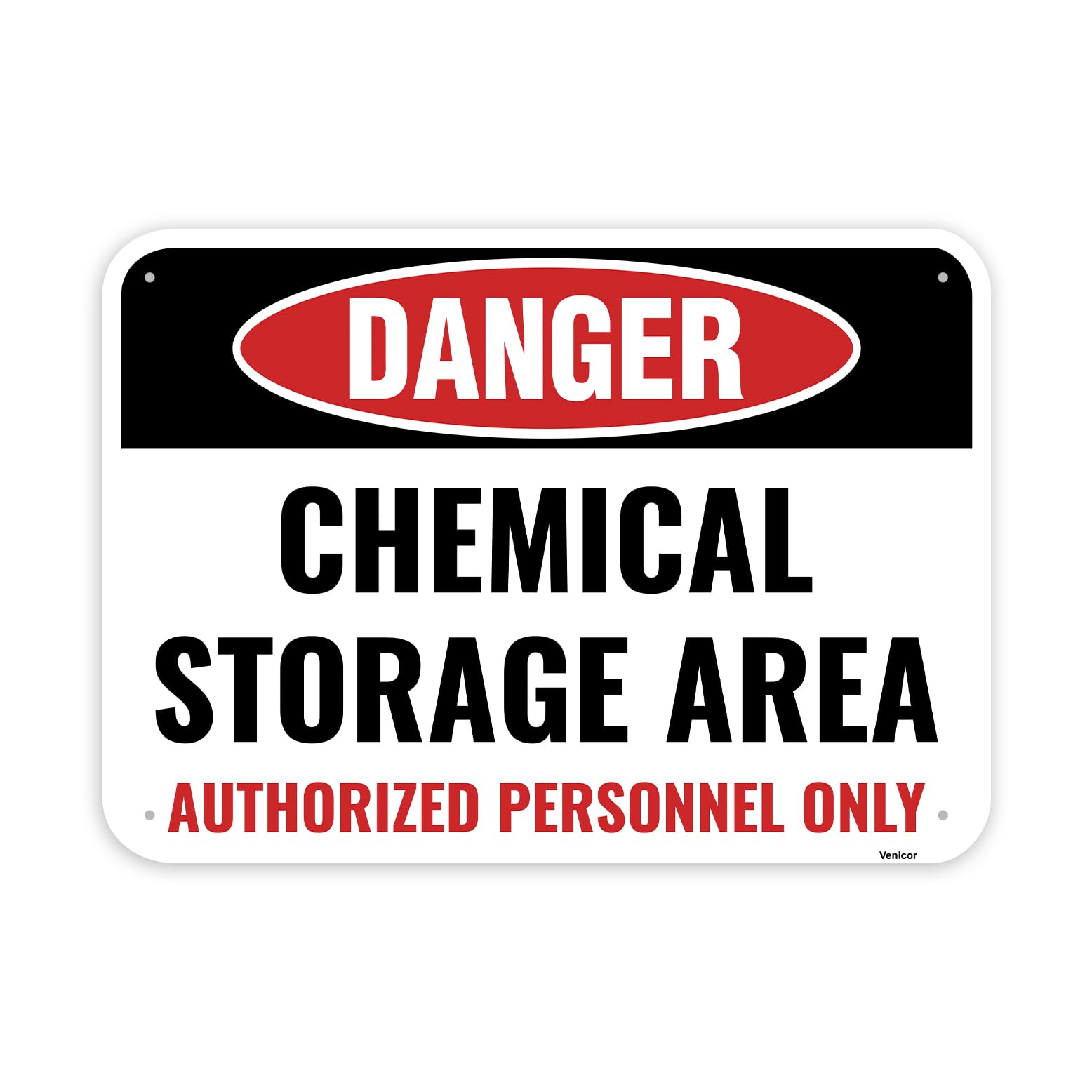 Chemical Storage Area Sign, Toxic Hazard Industrial Warning, Aluminum, 12x8 Inch