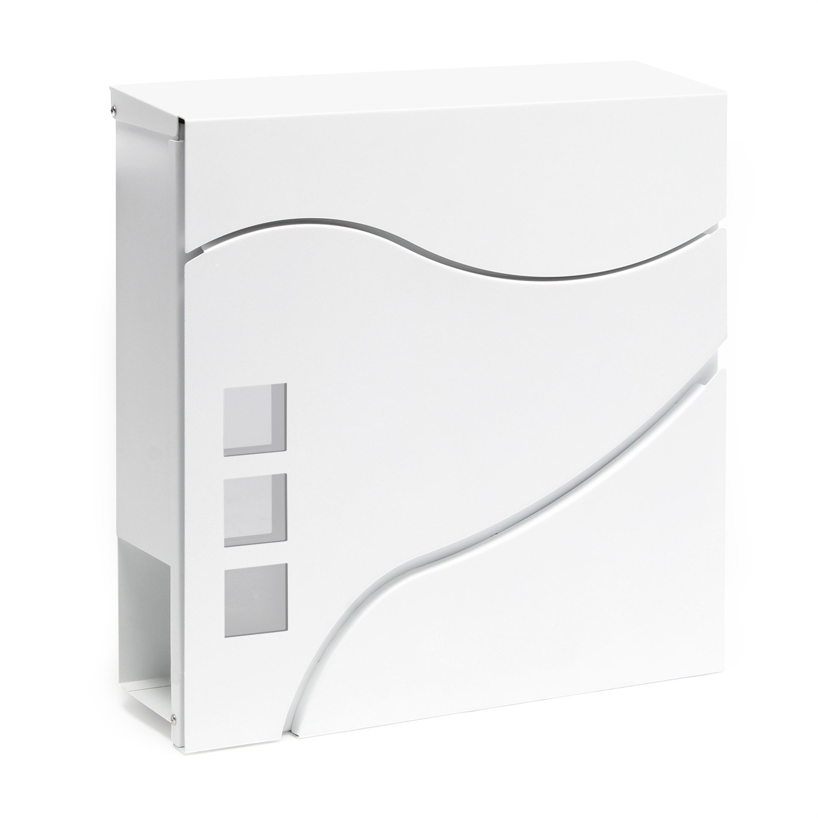 Wiltec V28, White Letterbox Modern Design V28 Wall Mounted Newspaper Compartment White Lockable