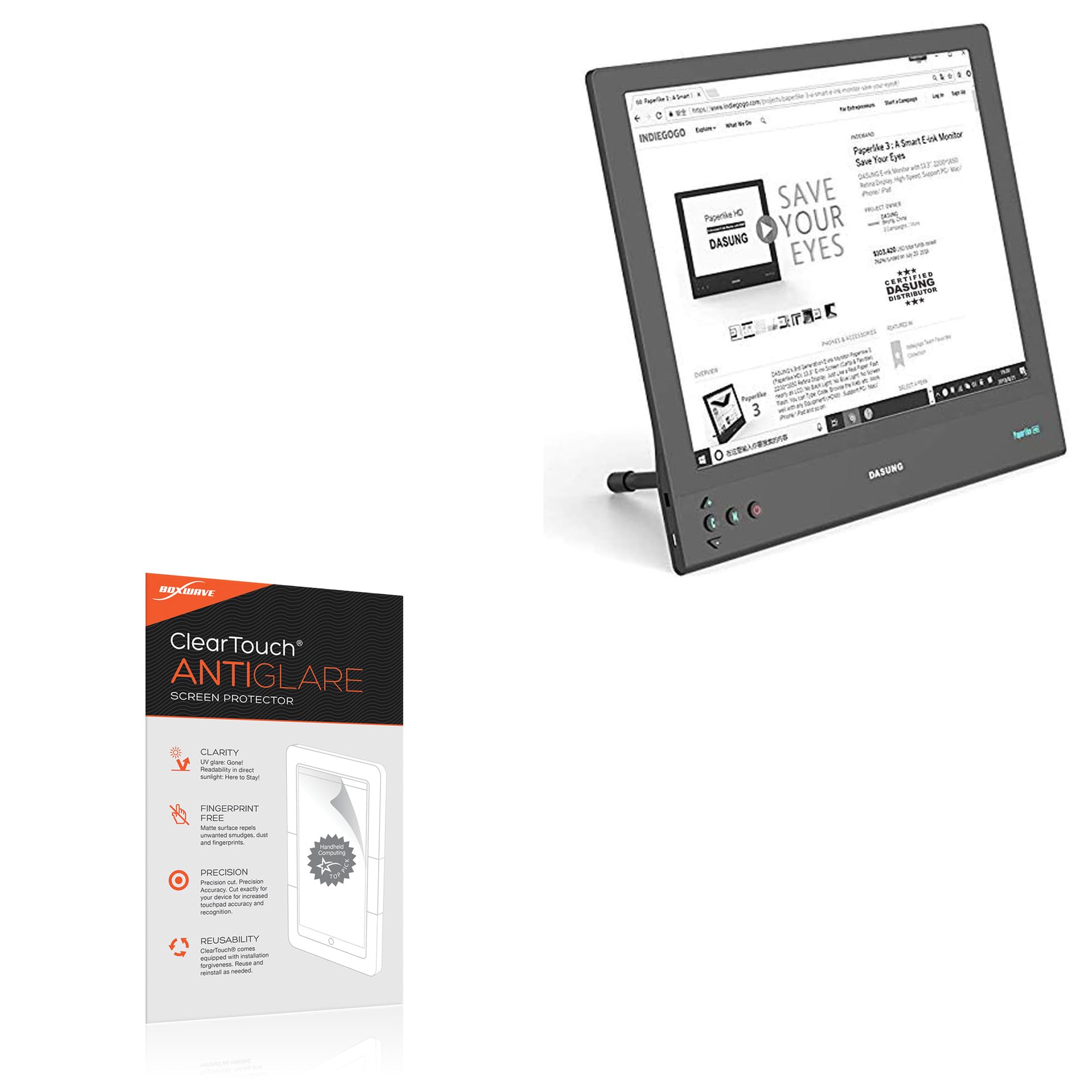 BoxWave Screen Protector Compatible With Dasung Paperlike E-ink Monitor (13.3 in) - ClearTouch Anti-Glare (2-Pack), Anti-Fingerprint Matte Film Skin