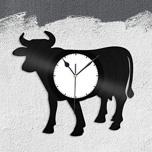 Beisite Vache Vinyle Horloge Murale Record Décoratif Amoureux des Animaux Unique Cadeau Chambre Décoration Vintage Design Bureau Bar Chambre Décor À La...