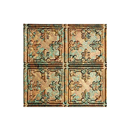 FASÄDE Traditional Style/Pattern 10 Decorative Vinyl Glue Up Ceiling Panel in Copper Fantasy (12X12 Inch Sample)
