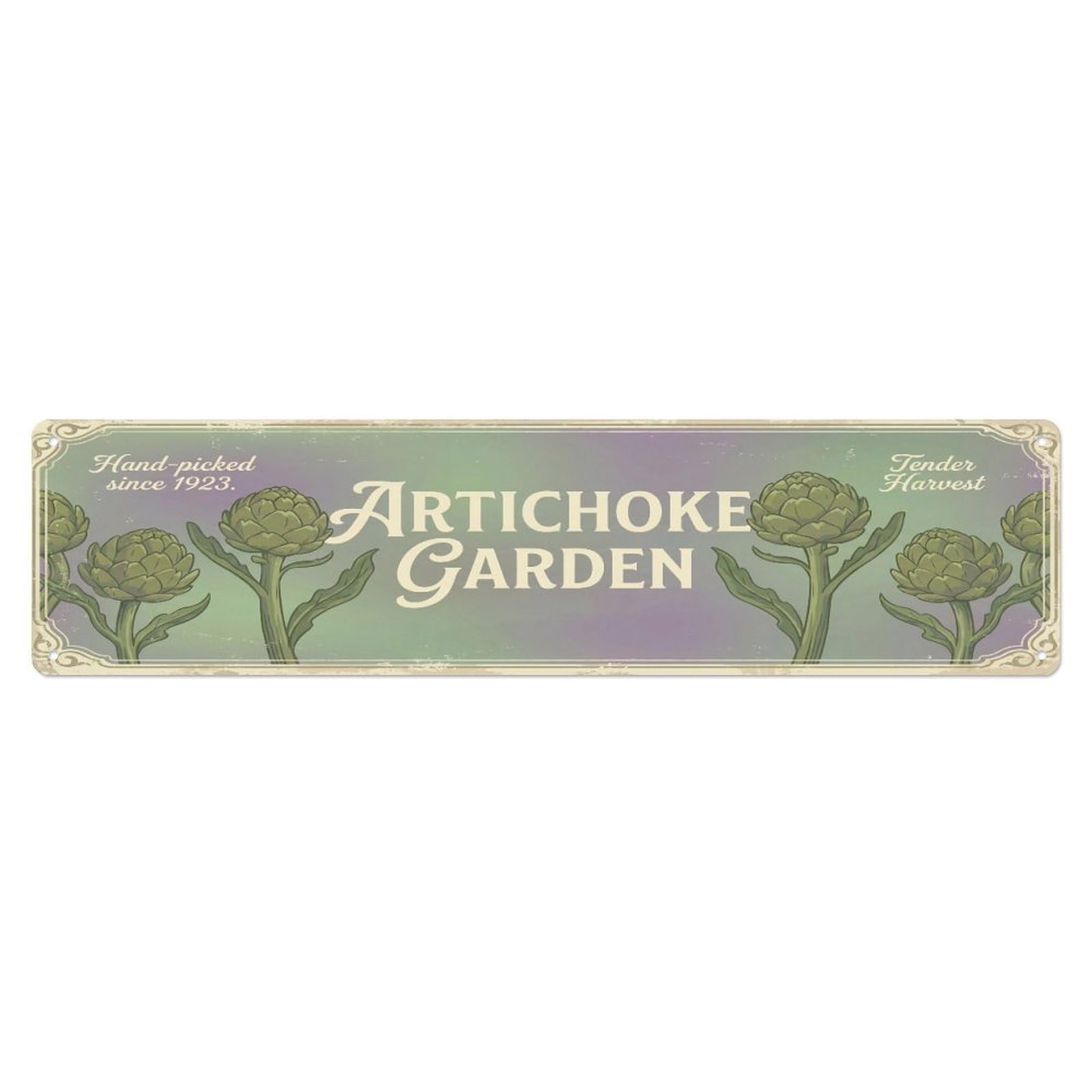 Fqcyn Style Metal Tin Sign Vintage Cottagecore Garden Artichoke Garden Banner