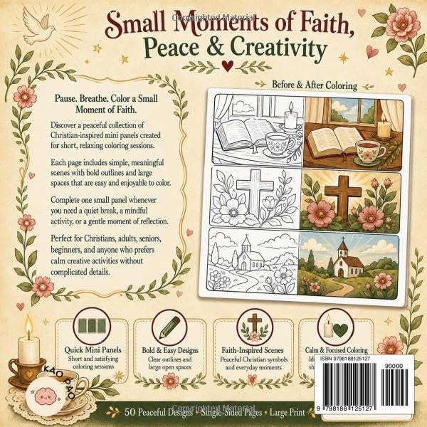 Faithful Mini Moments: A Bold & Easy Christian Coloring Book with Quick Faith-Filled Mini Panels for Adults, Teens and Seniors (Cozy Mini Moments) image 3