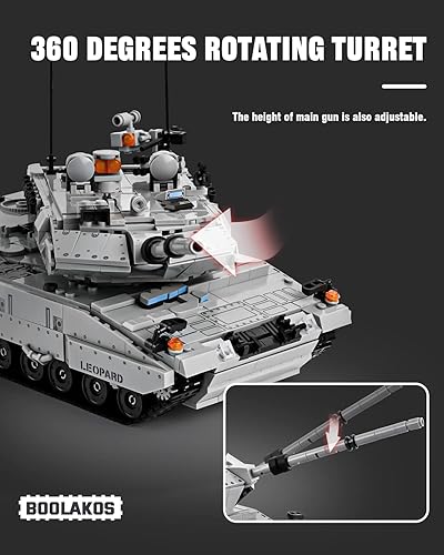 Miniatura 3 de Leopard II - Juego de bloques de construcción de tanque de batalla principal, modelo militar para adultos (1,498 piezas)