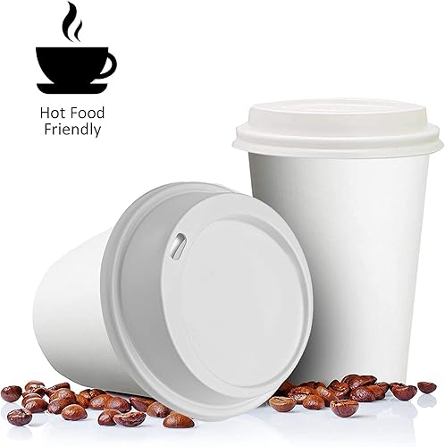 Vista 74 de Smygoods Tapas de taza de café, tapa de cúpula para tazas de 10/24 onzas, vasos de papel, color negro, 50 unidades [no incluye tazas] Tapas negras