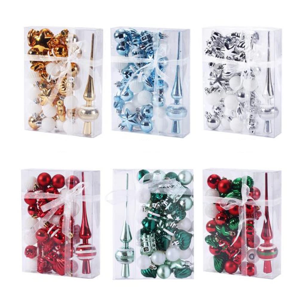 ADITAM Décorations de Noël Tentures Décorations de Noël Ensemble de Boules de Noël Peintes Coffret Cadeau Mini Tentures de Sapin de Noël (34 Pcs) (Couleur : Or) Double The Comfort
