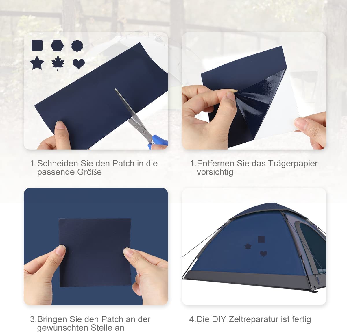 Patch en tissu transparent – Colle de réparation de tente imperméable pour équipement de camping | Kit
