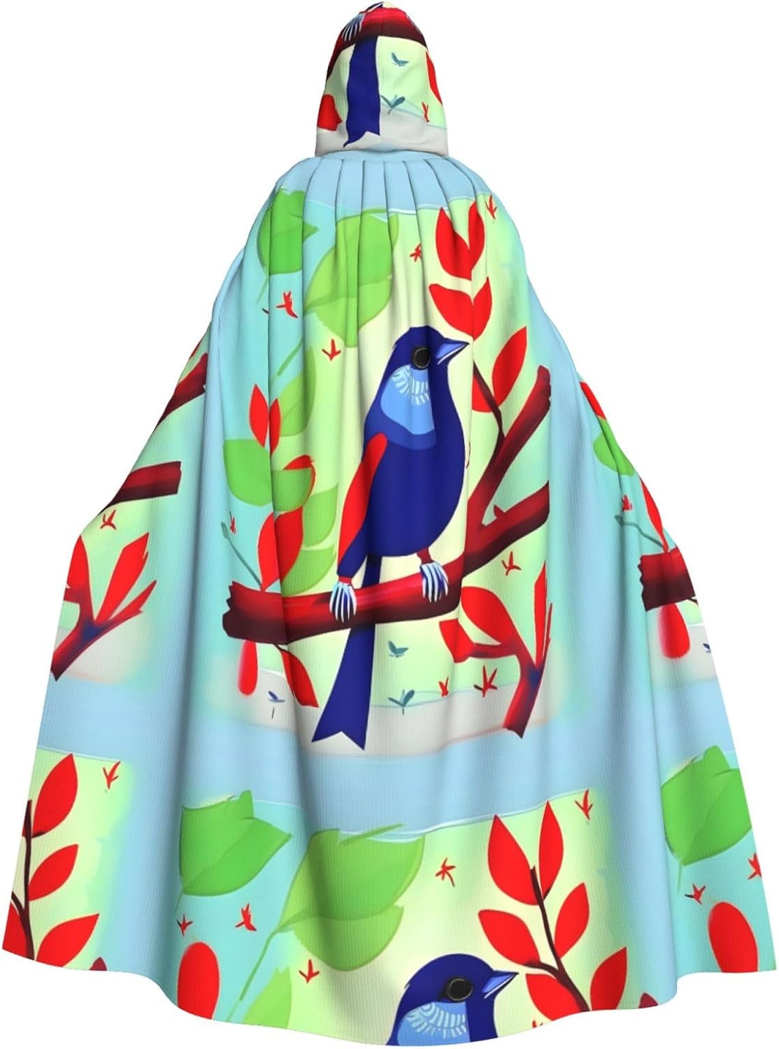 Red Leaf Bird Men Women Halloween Role Play Party Decoration Hooded Poncho