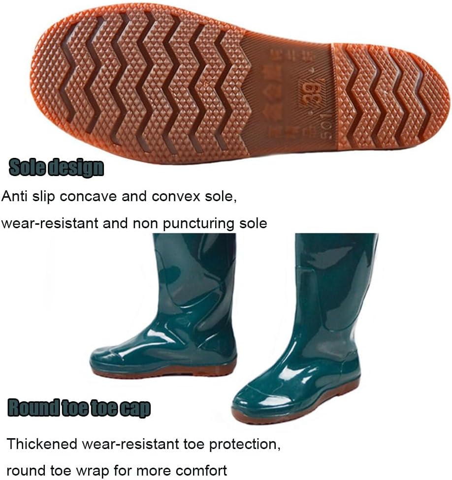 Hip Waders PVC Waterproof Hip Wader With Adjustable Buckle, 80cm High Knee High Buttocks Boots