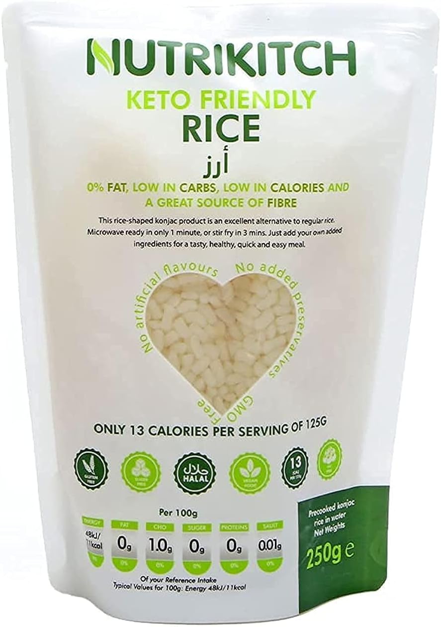Low carb, keto, friendly, Gluten, Free, Pea, Fibre, Konjac, zero sugar, zero fat, Rice, Pouch 250g,