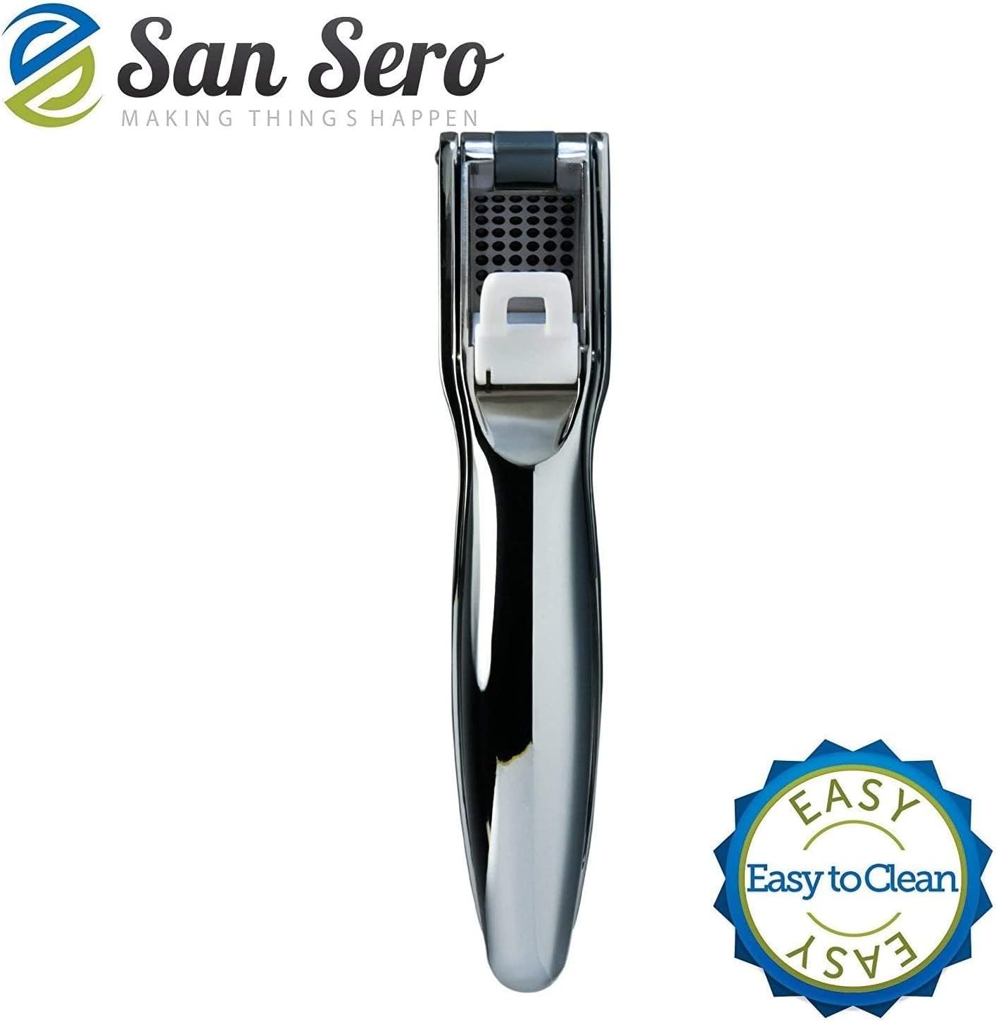 Japanese Garlic Press - Stainless Steel Garlic Press with Built-In Cleaning Tool - Garlic Mincer Spring Loaded Scraper- Kitchen Gadget Essentials - Peeler for Unpeeled Garlic Cloves - Dishwasher Safe