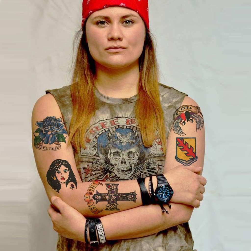 Axl R Inspired Temporary Tattoo Set - Axl Rose Costume Halloween/Rocker Costume