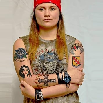 مجموعة الوشم المؤقت المستوحاة من Axl R - زي Axl Rose Halloween / Rocker Costume