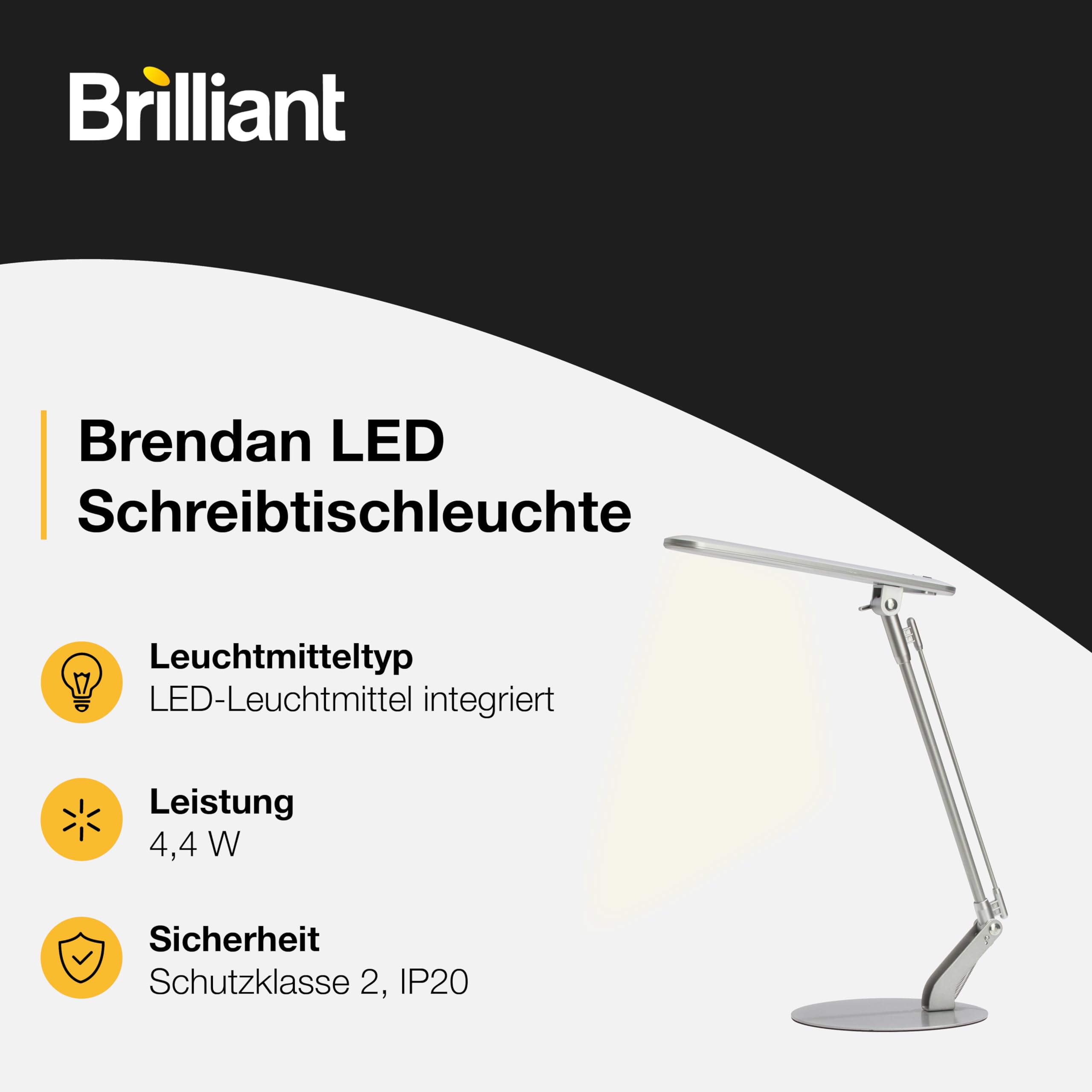 Brilliant, Lampada da scrivania, LED integrato, 6.0 Watt, 290 lumen