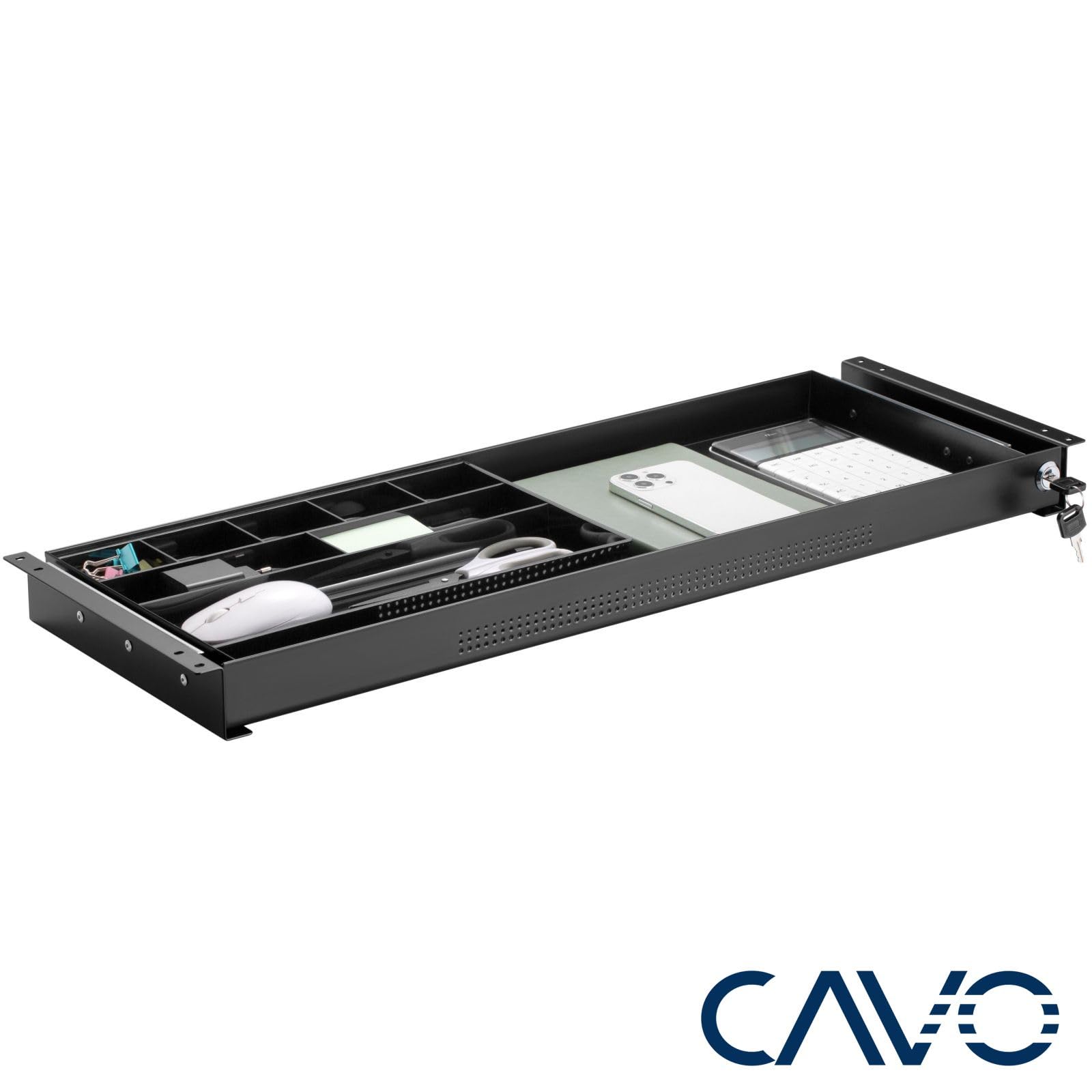 CAVO Cajón para documentos con cerradura de acero 740x250 mm, negro